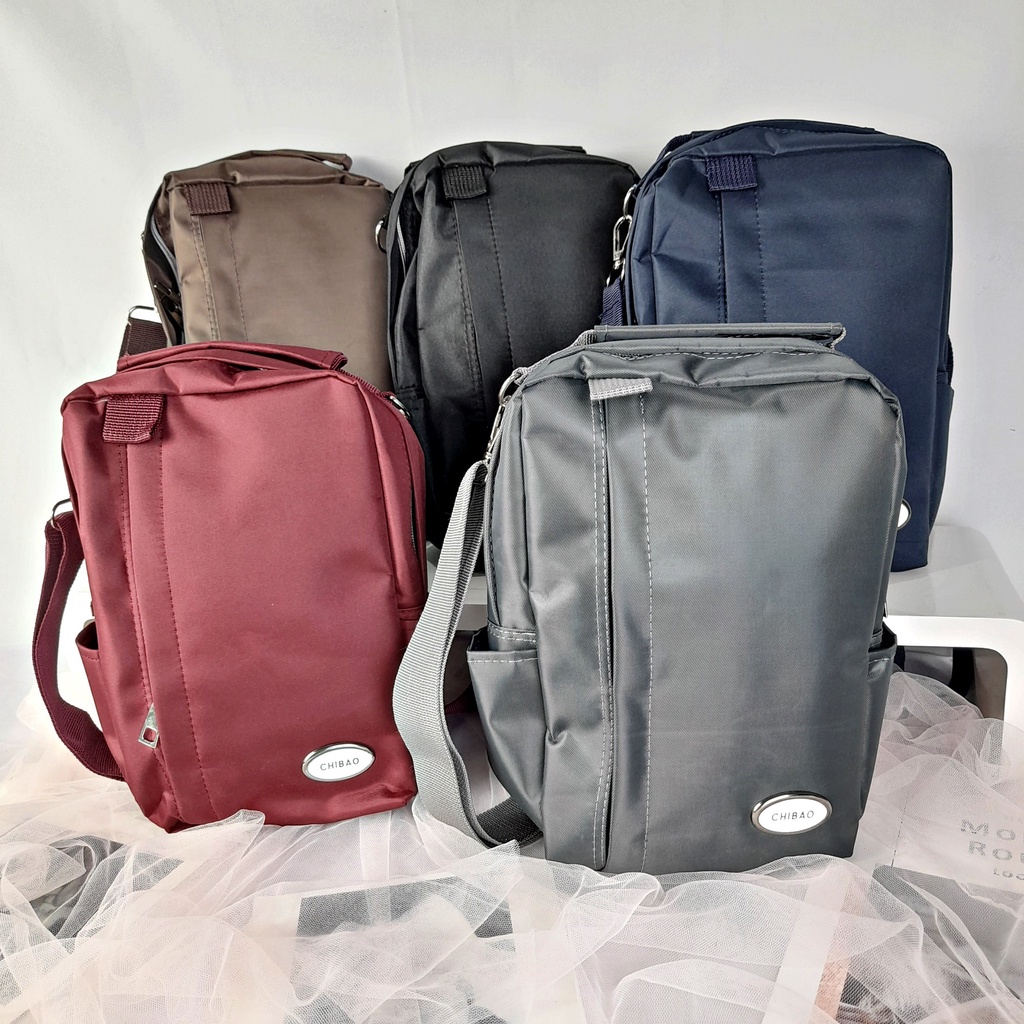 Tas Ransel 3in1 Kecil Wanita Selempang Backpack Polos Bahan Nylon Bordir Chibao Lokal KT044 KT045 KT069 KT070