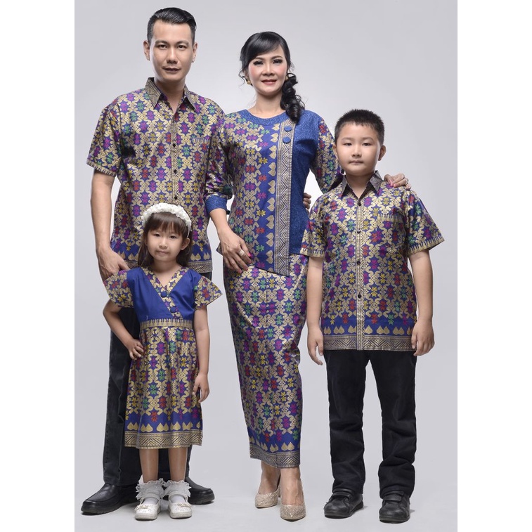 BATIK COUPLE KELUARGA SARIMBIT FAMILY TERBARU MODERN MURAH JUMBO ANAK KEBAYA ROK TAKASHIMAYA BIRU