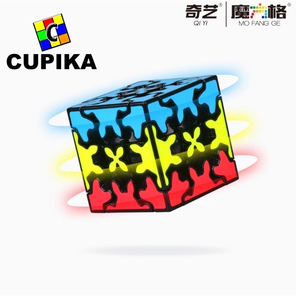 Rubik 3x3 QiYI Gear SANDWICH Cube 3x3 Black Based Blackbase 3x3