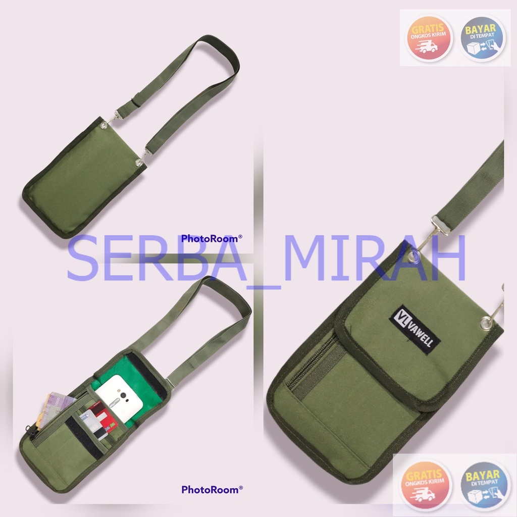 SM_ Sako wallet /Tas hp kartu gantungan leher /Tas Hp mini selempang  Tas Hp Wanita Pria Selempang L