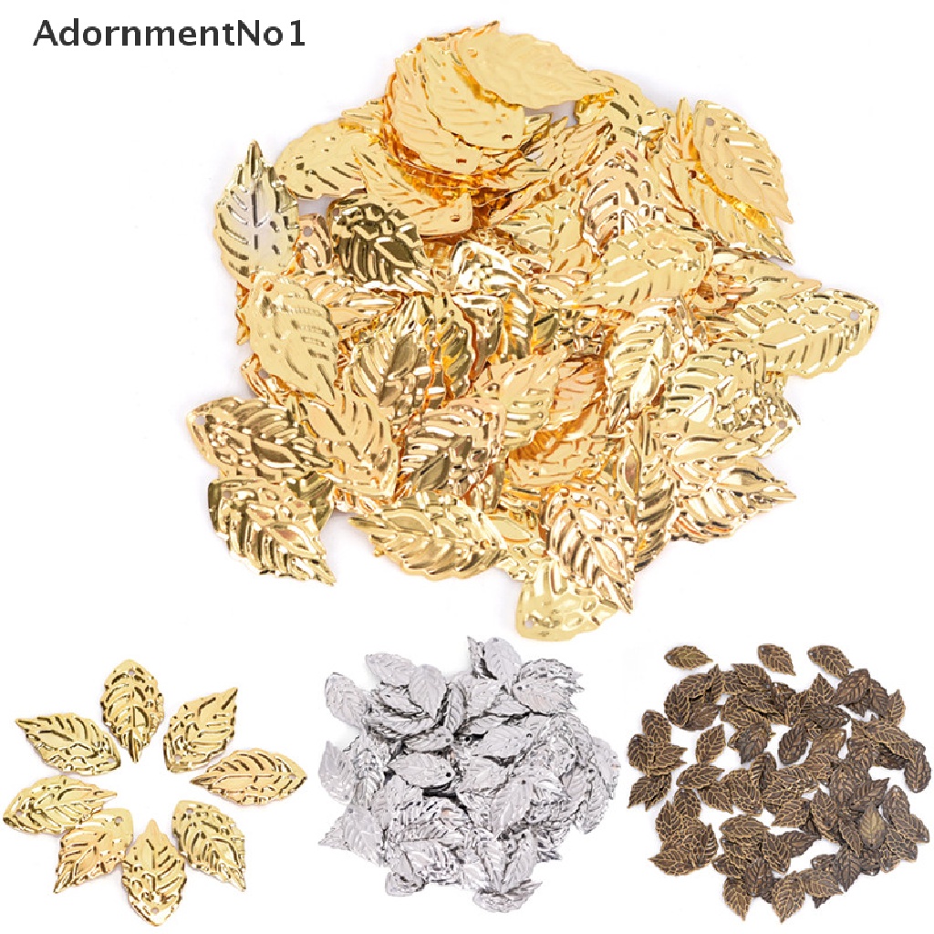 (AdornmentNo1) 50pcs Liontin Daun Bahan Metal Untuk Kerajinan Tangan DIY