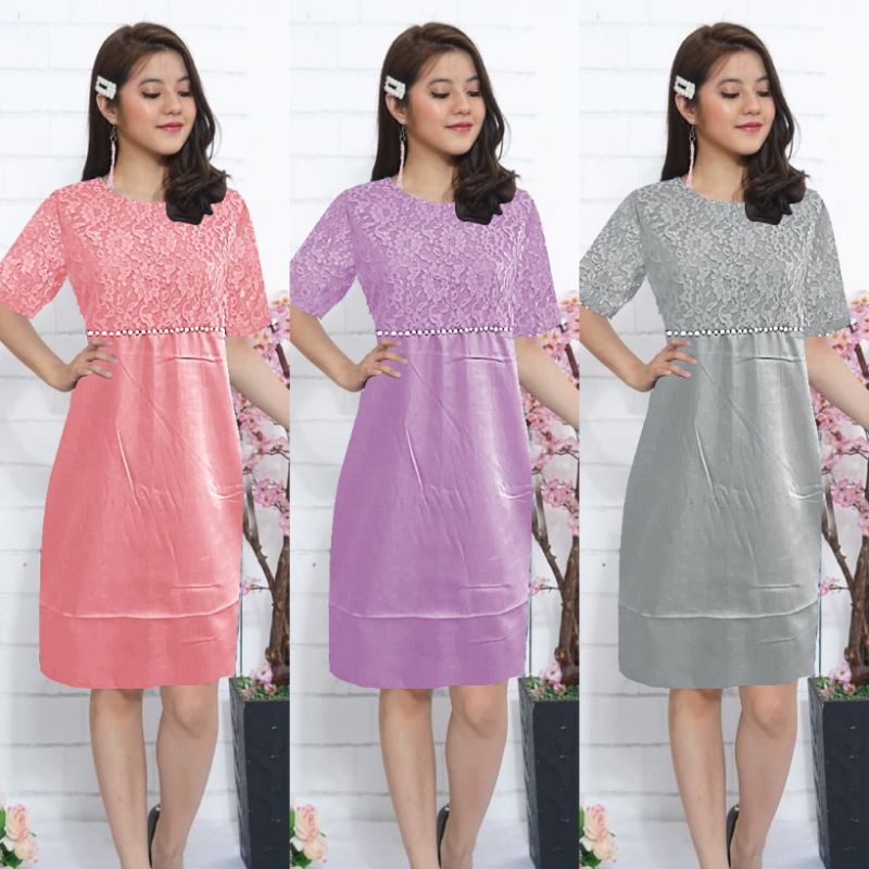 dress Eveline / dress brokat / gaun brokat / dress brokat terbaru kekinian / dres kondangan / dress 