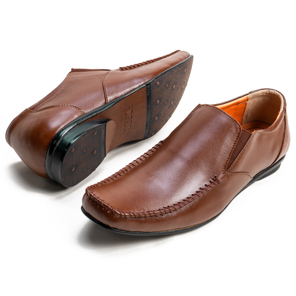 Sepatu Kulit Pantofel Pria Formal Tanpa Tali Rajut Moccasin Handmade M9603