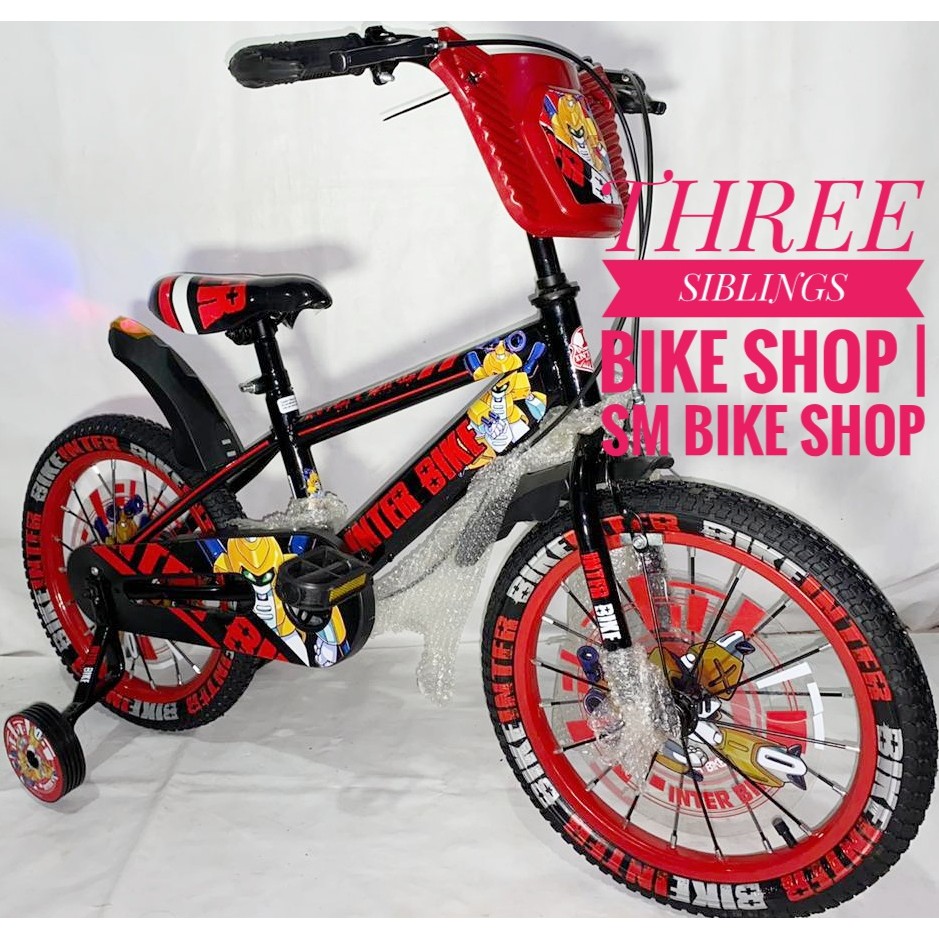 SEPEDA BMX INTERBIKE 16 INCH WARNA HITAM MERAH DISERTAI LAMPU SPAKBOR