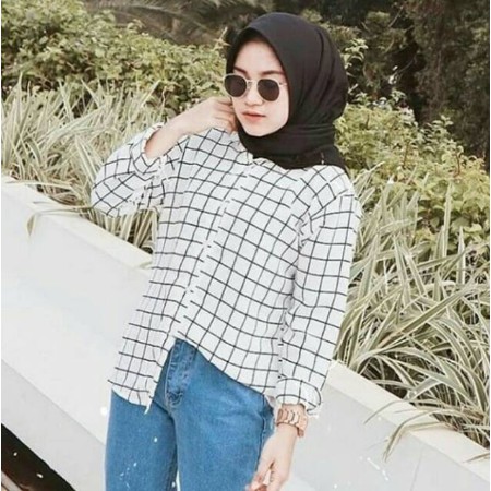 GRIDA TOP - KEMEJA MOTIF KOTAK - creap