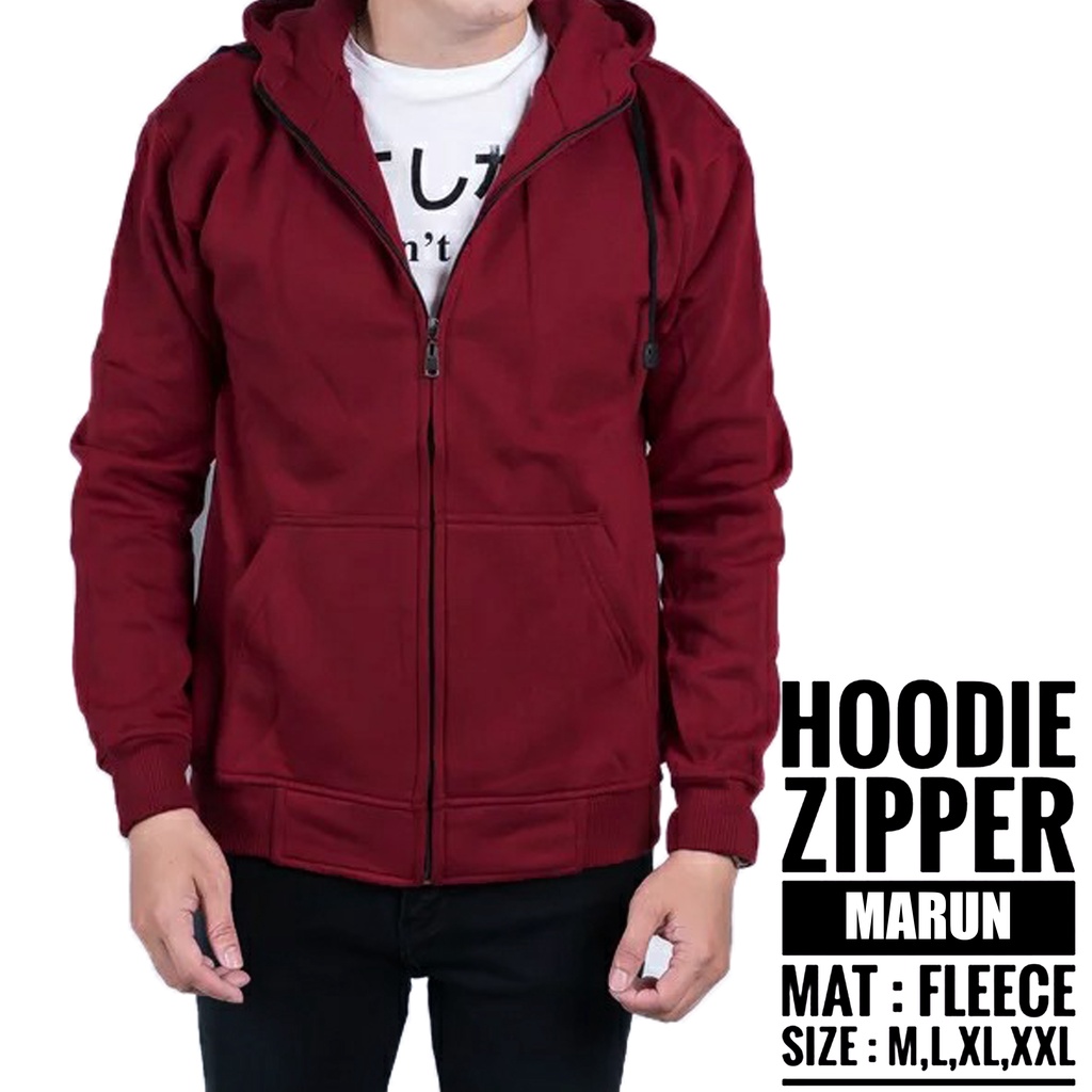 jaket hoodie polos zipper marun xrz 003aa polos jaket polos m l xl xxl pria wanita jhons12