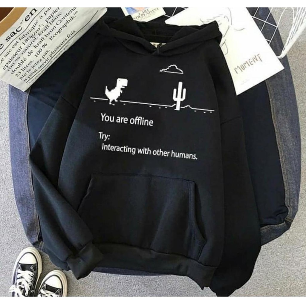 SWEATER OFFLINE NOTICE ERROR HOODIE FLEECE ASLI