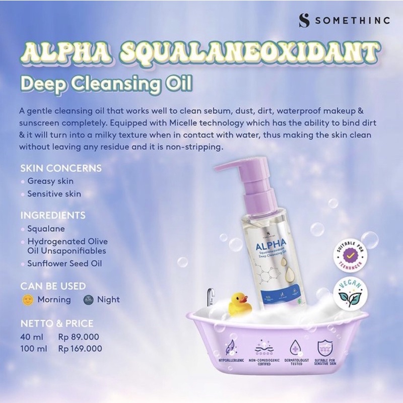 SOMETHINC Cleanser Series - Cleansing balm - cleansing oil - cleansing water Alpha Squalaneoxidant Deep cleansing oil - Somethinc Reset gentle micelar cleansing water