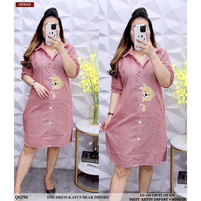 dress katun import Q6296 LD 106 4 warna