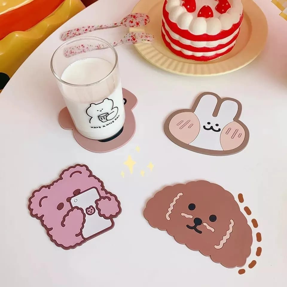 Tatakan gelas coaster mug cute alas gelas silikon lucu alas panci tatakan panci tahan panas