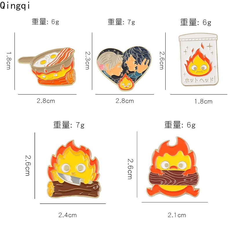 Bros Pin Enamel Desain Kartun Anime Demon Fire Castle Calcifer Untuk Fans