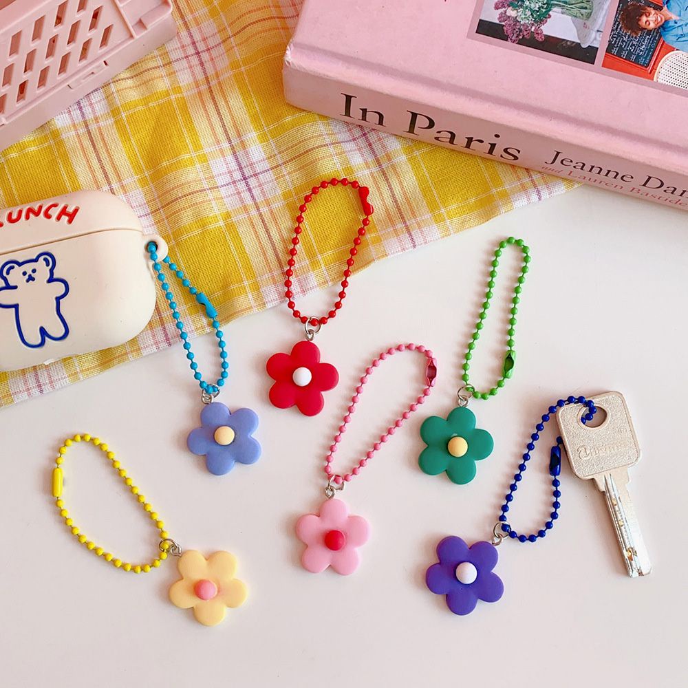 ROW Gift Key Ring Cute Plastics Keychain Color Flower Pendant Clothing Accessories Girly Heart Coin Purse Pendant Decorations/Multicolor