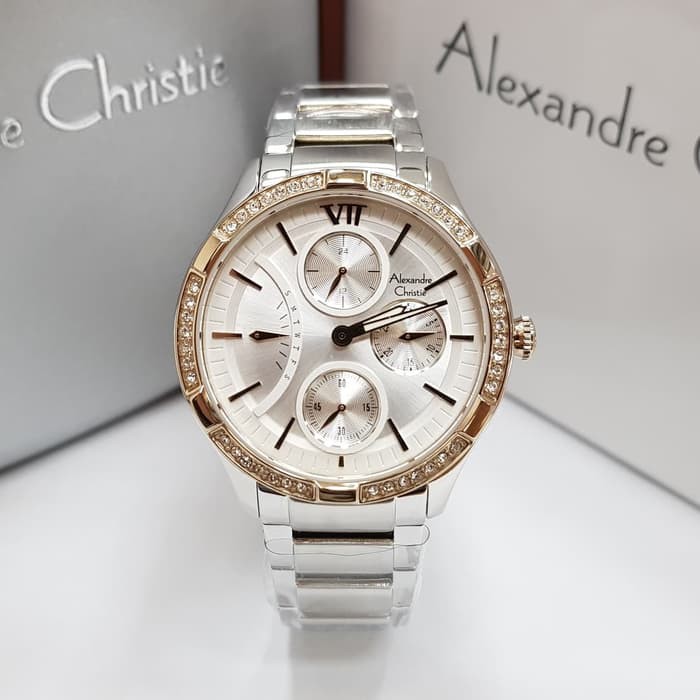 Jam Tangan Wanita Alexandre Christie AC 2725 Silver Gold Original