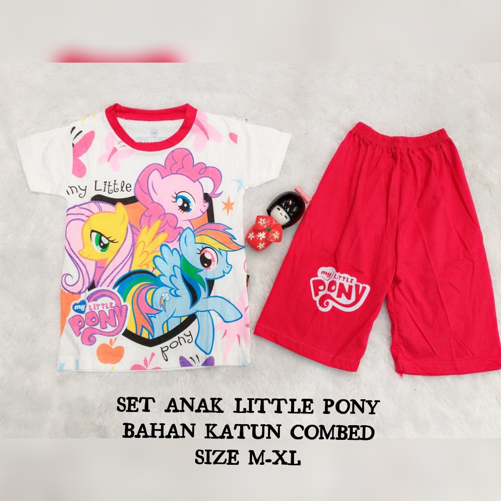 [ SUXIENNA ] RF- GINORA SETELAN HOTPANTS ANAK PEREMPUAN SABLON LITTLE PONY BAHAN KAOS COMBED SIZE XL