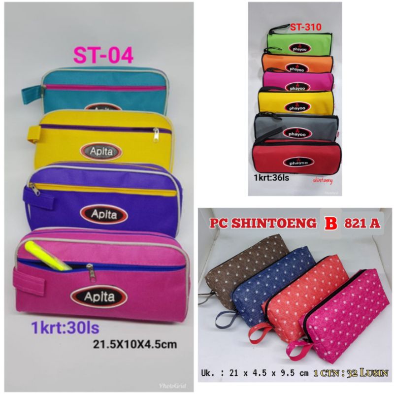 

Tempat Pensil Kotak Pensil Kain Shin Toeng 2 Dua Resleting SLETING DEPAN 04/ Phayo 310/Polkadot 821