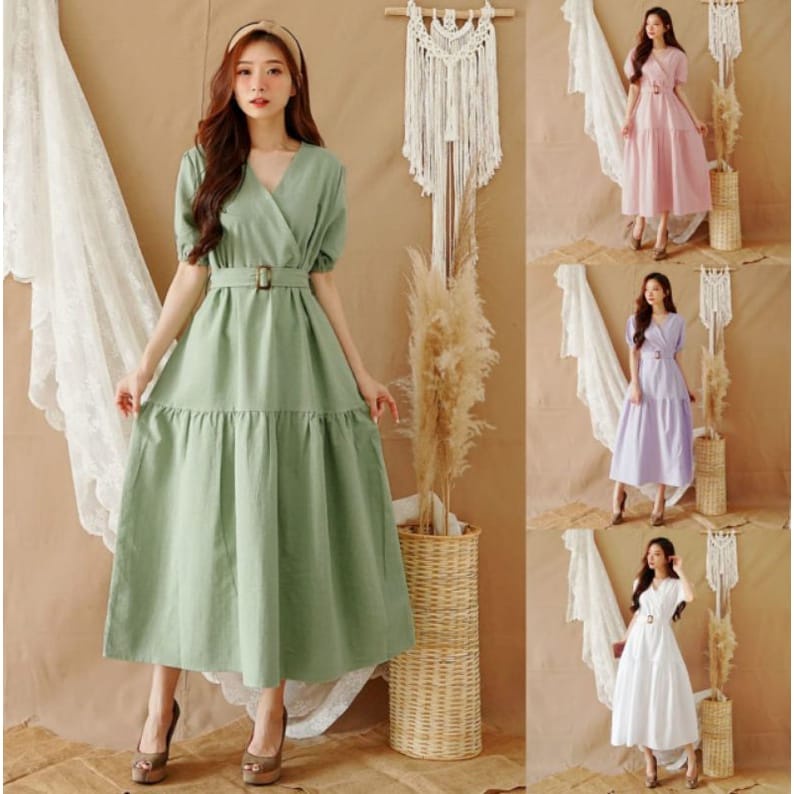 DRESS FELLY / FREE BELT / DRESS WANITA