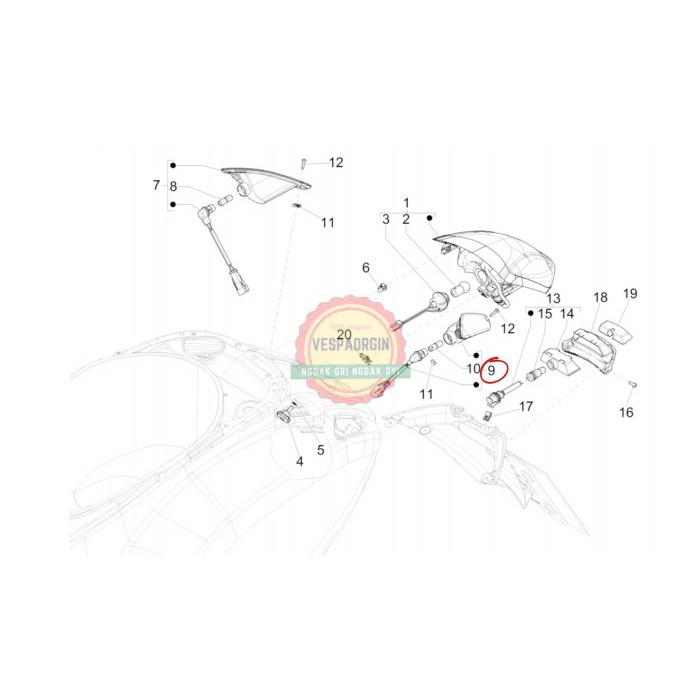 LAMPU SEIN BELAKANG KIRI VESPA SPRINT PRIMAVERA
