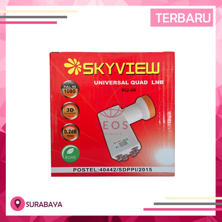 Terbaik Skyview Quad Out LNB Ku Band Noise 0.2 dB 4 Receiver TEOS