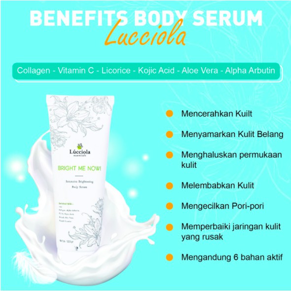 LUCCIOLA Body Serum - Pemutih Pelembab Kulit Kenyal Mulus Cantik Mencerahkan Penghilang Bekas Luka