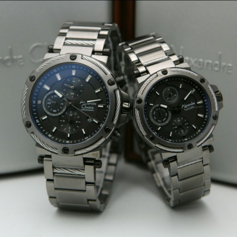 ALEXANDRE CHRISTIE AC6561 BLACK GREY COUPLE.ORIGINAL GARANSI RESMI 1TAHUN