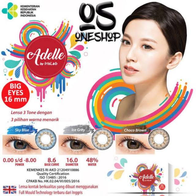 SOFTLENS LIVING COLOR ADELLE NORMAL &amp; MINUS (-0.50 SD -4.00) BY IRISLAB / GREY BROWN BLUE / 16MM / Softlen Soflens Soflen