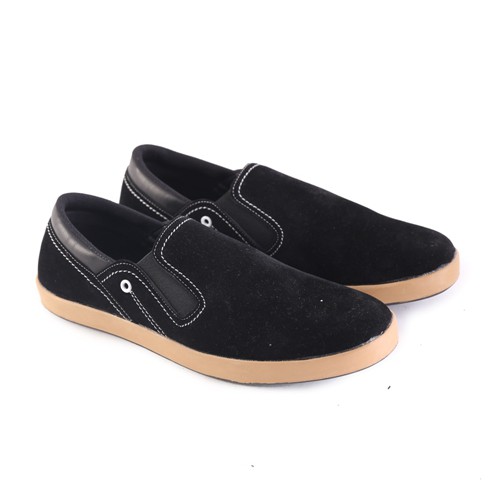 Sepatu Casual Pria / Sepatu Distro Bandung Gs Sepatu Kulit Hitam Cowok