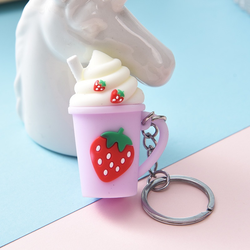 GANTUNGAN KUNCI ES KRIM SUNDAE STRAWBERRY // Ganci Karakter Es Krim Stroberi Unik Lucu | Gantungan tas | Bag Charm | Souvenir Murah | Keychain | COD