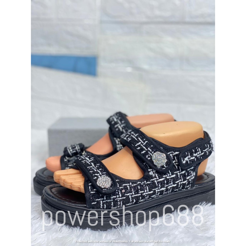 Sandal Gunung Wanita Casual Motif Bunga Tiga Strap Model Korea Asli Import