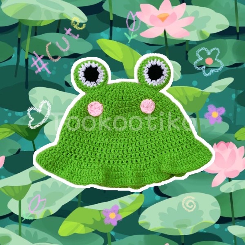 Frog crochet bucket hat / Topi rajut kodok