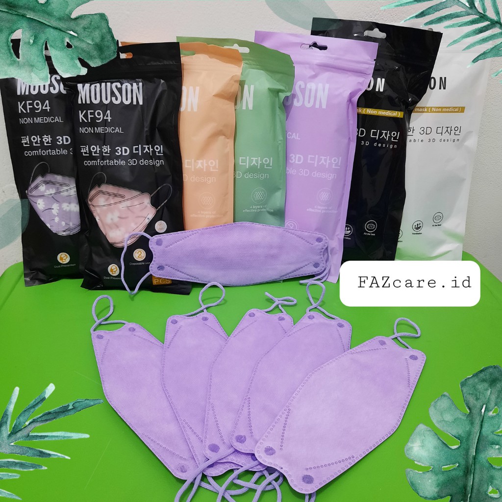Masker KF94 MOUSON Warna Tali Sewarna ECER 1pcs - Lilac