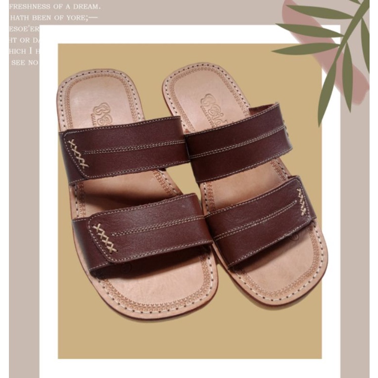 Sandal tarumpah pria khas tasik kulit asli model ban dua sol karet  coklat hitam murah original casual terbaru Garut Tasikmalaya Bandung Riau Kalimantan Bali Semarang Jogya Surabaya 100% terumpah