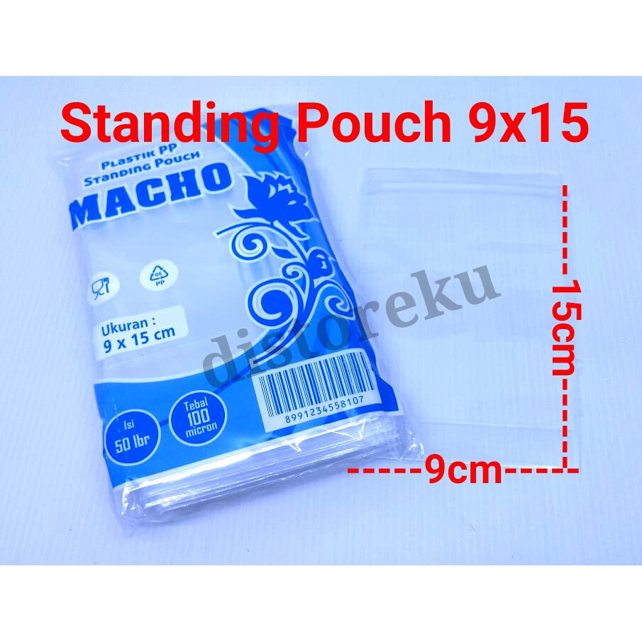 isi 50PCS plastik PP ziplock STANDING POUCH 9X15 PP SEGEL KLIP BENING BERDIRI