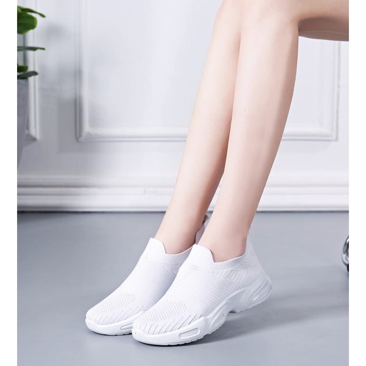 TOPGROSIR BR0046 Sepatu Sneakers Impor Comfort-PUTIH POLOS