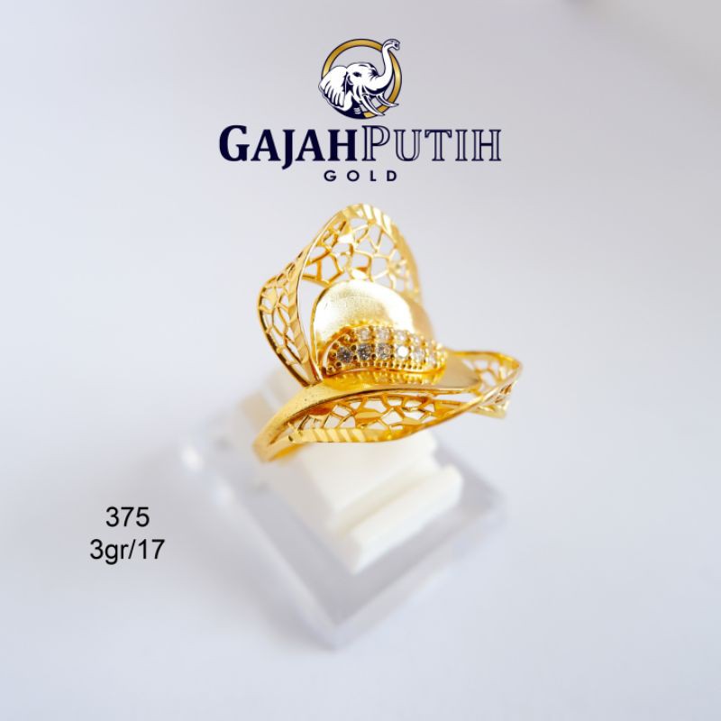 3gr Cincin Model Permata Emas Asli Kadar 375 kodeN13017