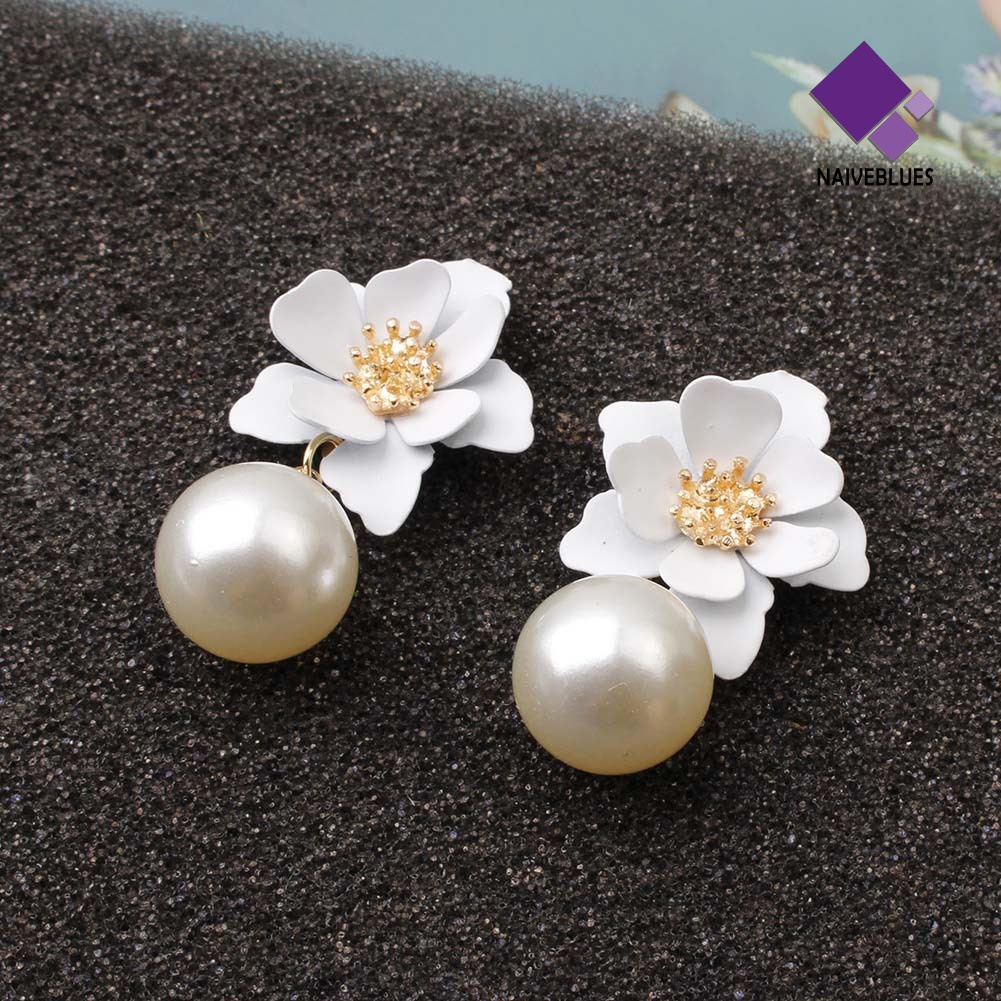 Anting Stud Dangle Mutiara Tiruan Bahan Resin Untuk Wanita