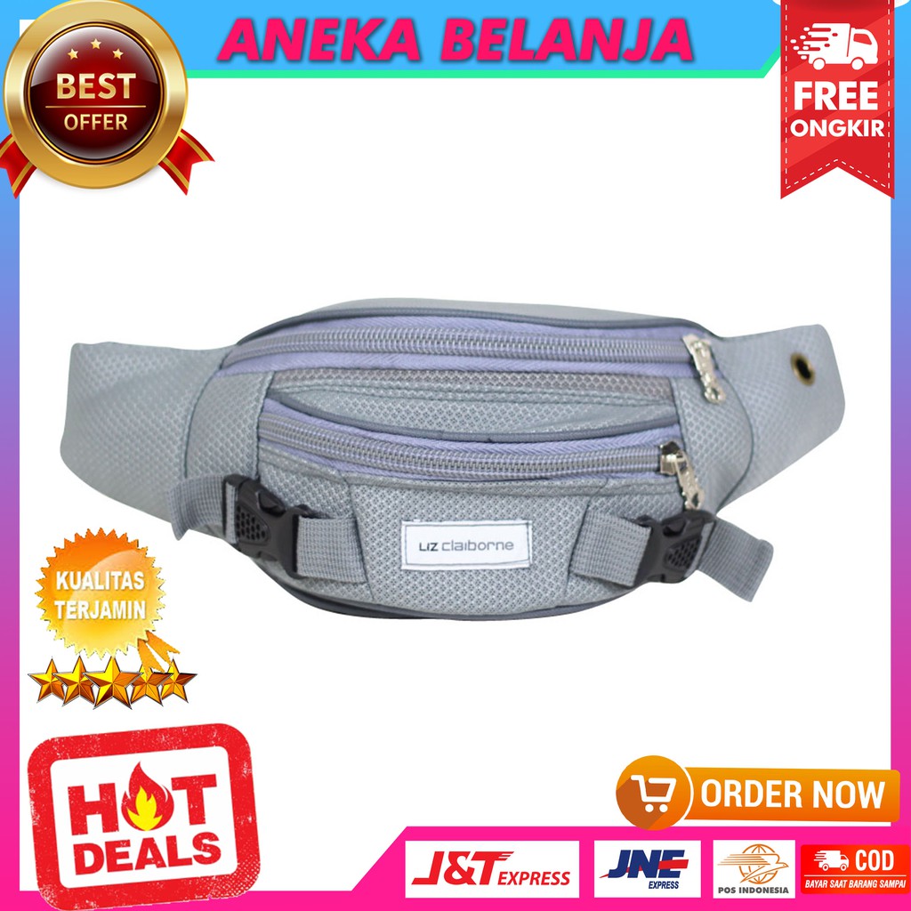 Tas Pinggang Khusus Cowok Terbaru Sporty Abu Berkualitas Kece Kekinian Waistbag Multifungsi Ekonomis