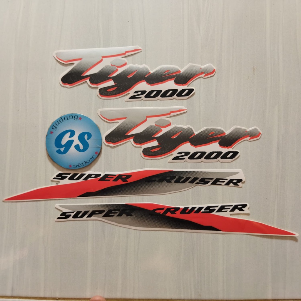 striping stiker motor honda tiger 2000 putih-orange