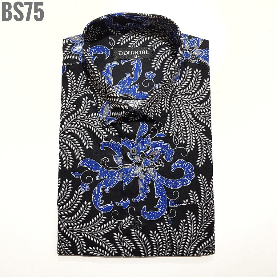 Kemeja Batik Pria Lengan Pendek BS75 Katun Motif Modern Dixmont Semi Slimfit