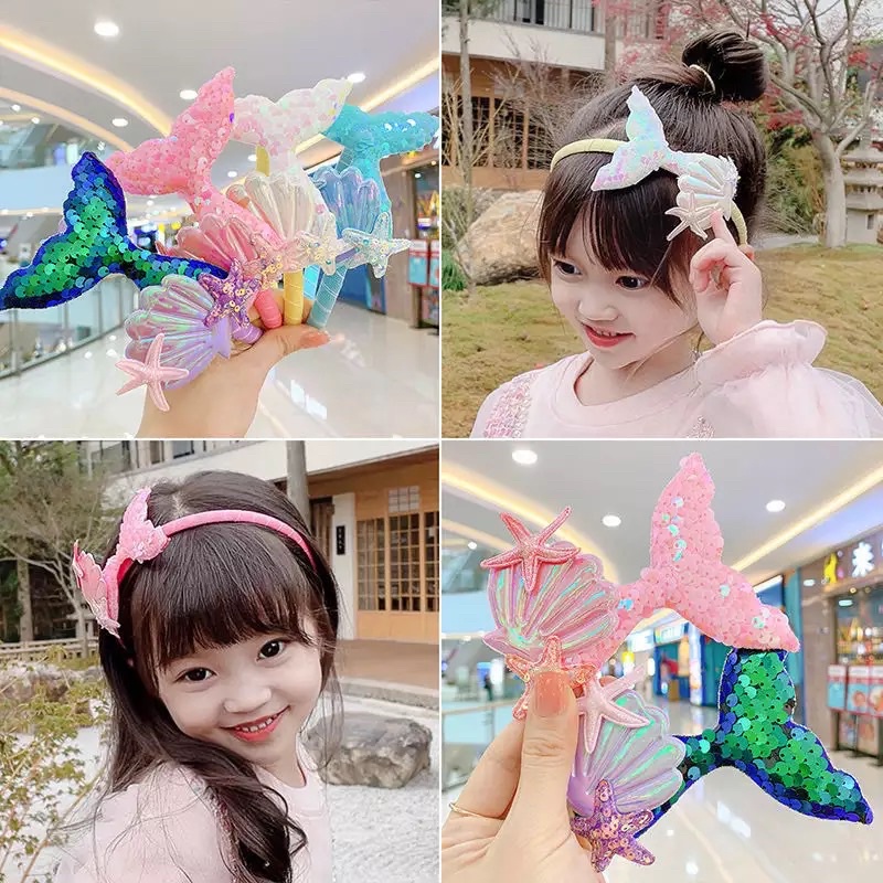 Bando Anak Korea Mermaid Jepitan Pita Aksesoris Rambut Anak Korea Lucu Terbaru