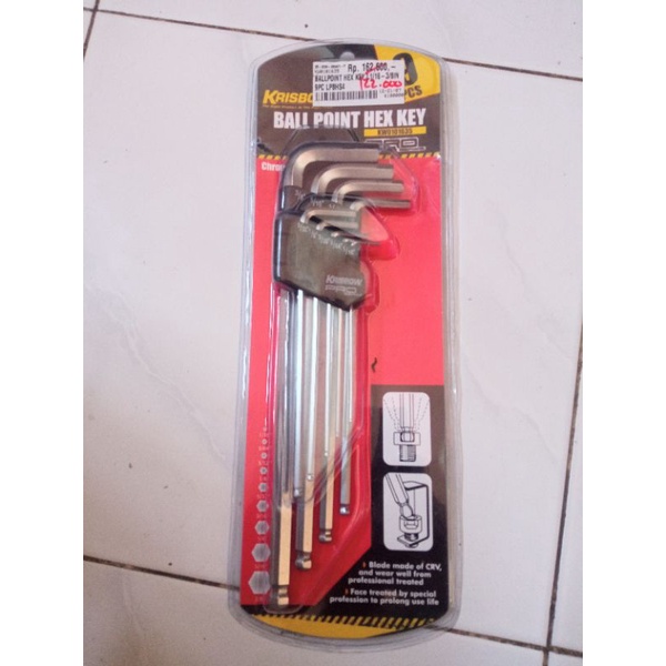 Set Kunci L Ball Point Hex Key Krisbow 9pcs