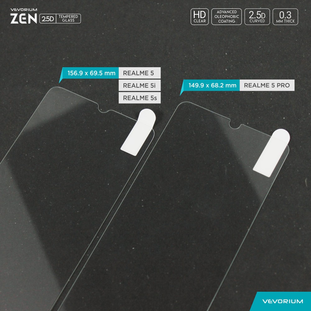 VEVORIUM ZEN 2.5D Clear Realme 5 PRO Realme 5S 5i 5 Tempered Glass