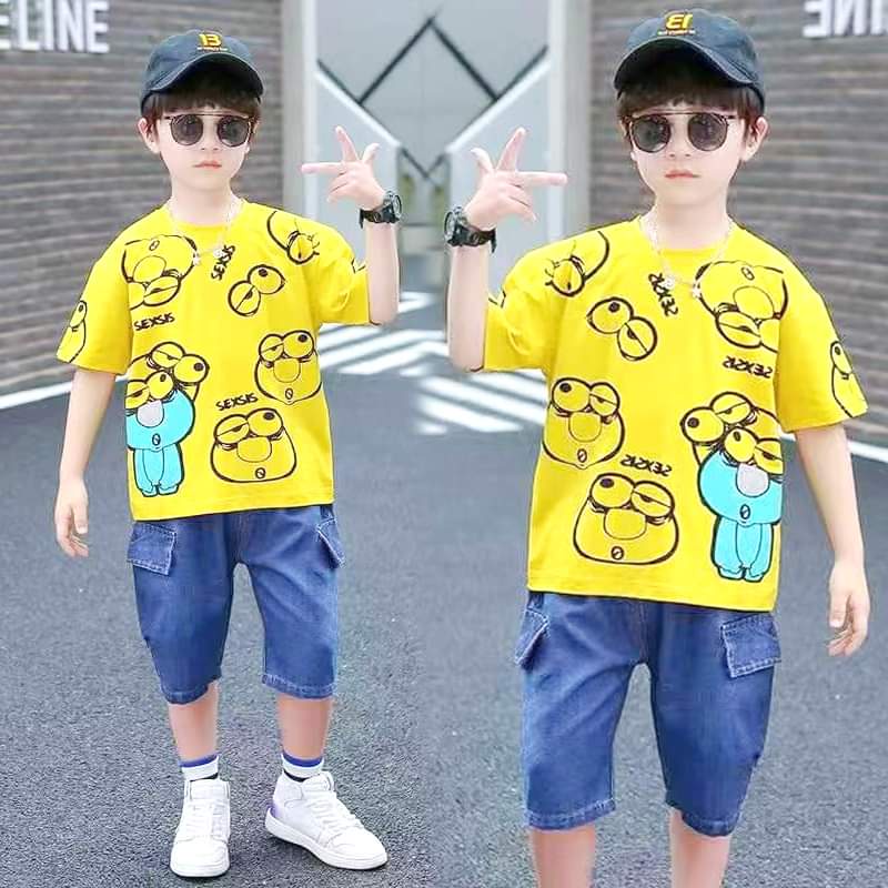 Baju Setelan Anak Laki Laki Frog Yellow