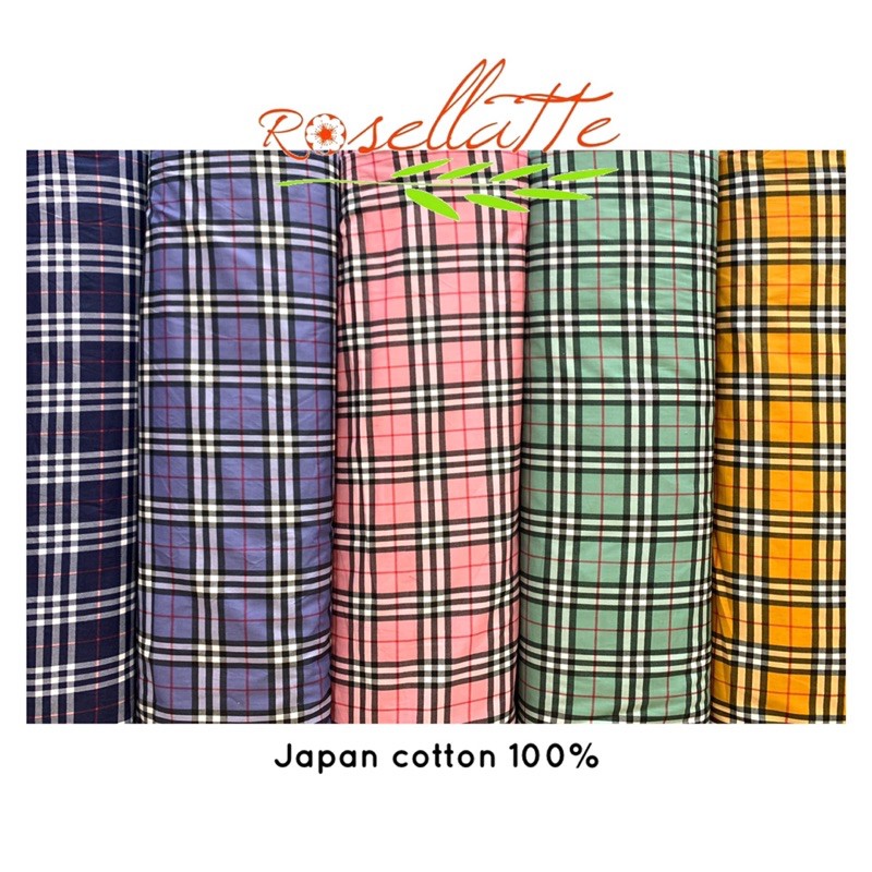 KAIN KATUN JEPANG MOTIF KOTAK KOTAK