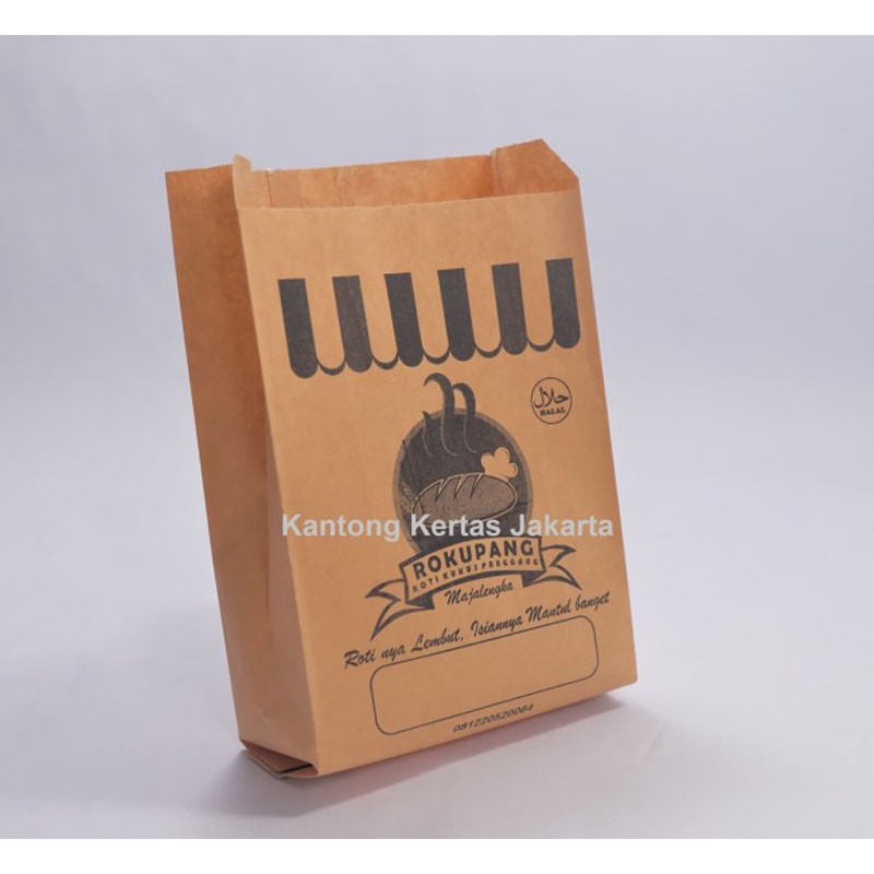 (CUSTOM) Kantong Kertas Coklat Bungkus Makanan Food Grade Packaging Cokelat Packing + Cetak 1 Warna