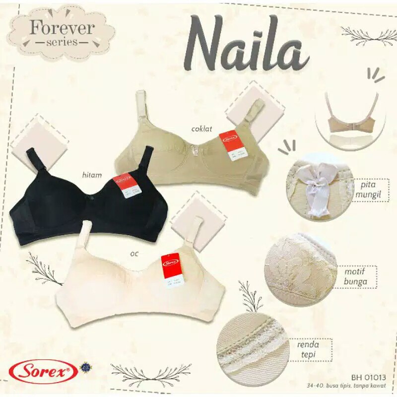 BH Sorex 01013 Naila Sport Busa Tipis | Sport Bra Sorex Wanita Dewasa Kancing 2 Tanpa Kawat | Pakaian Dalam Wanita Dewasa Sorex | Open Sorex Ecer