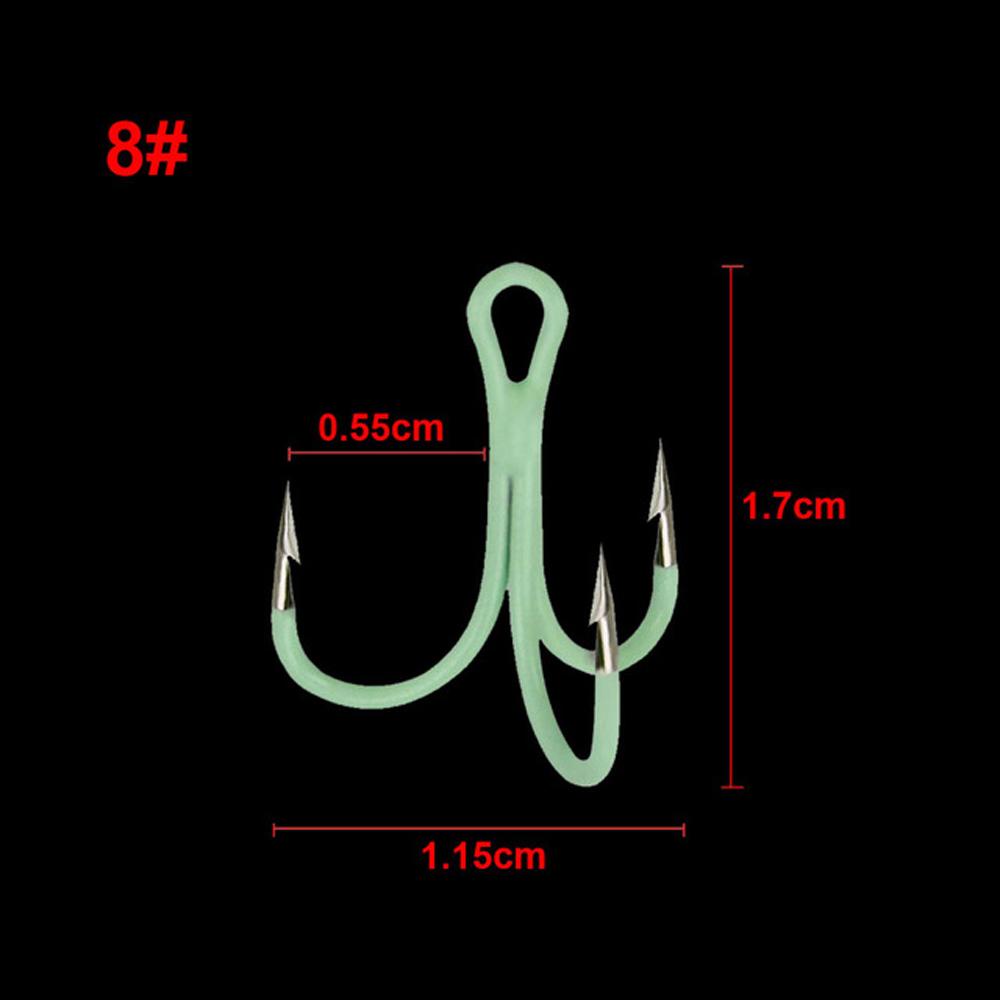 Lanfy Luminous Treble Hooks Fishing Tackle Aksesoris Pancing Kait Berduri2# 4# 6# 8# 10# 10pcs /Lot Pengait Pancing Luminous Tajam