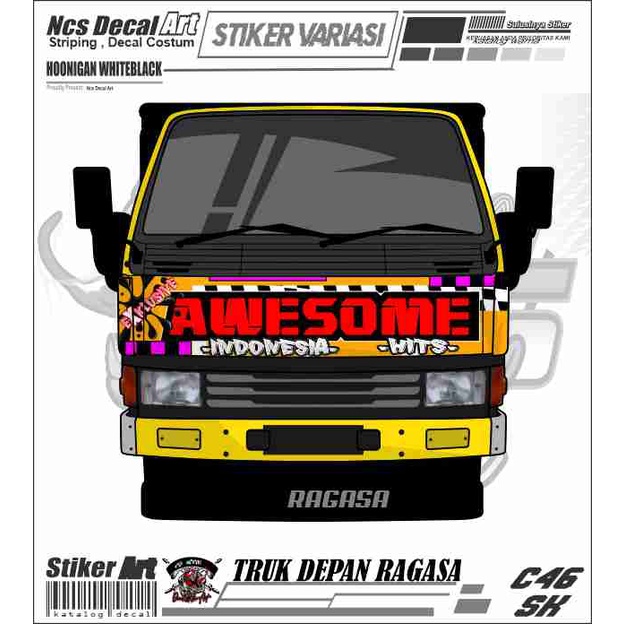 Stiker Depan Truk Sticker Kabin Truk Ragasa/Canter/Umplung Sticker Variasi Mobil Truk