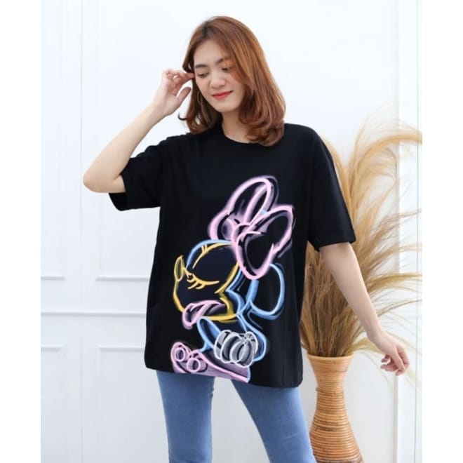 WS Kaos Zara Mickey Garfield Pooh BearTEE/Kaos Disney lucu oversize/T-shirt wanita dewasa bahan katu