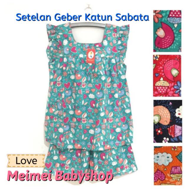 Setelan Geber Katun Sabata Pretty Girl / Baju Tidur Wanita Bumil Busui