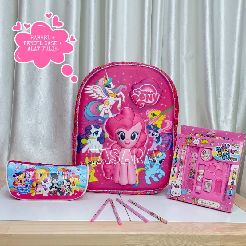 Ransel anak kuda poni/ransel anak kuda pony bonus set alat tulis kuda pony/ransel sekolah anak karakter
